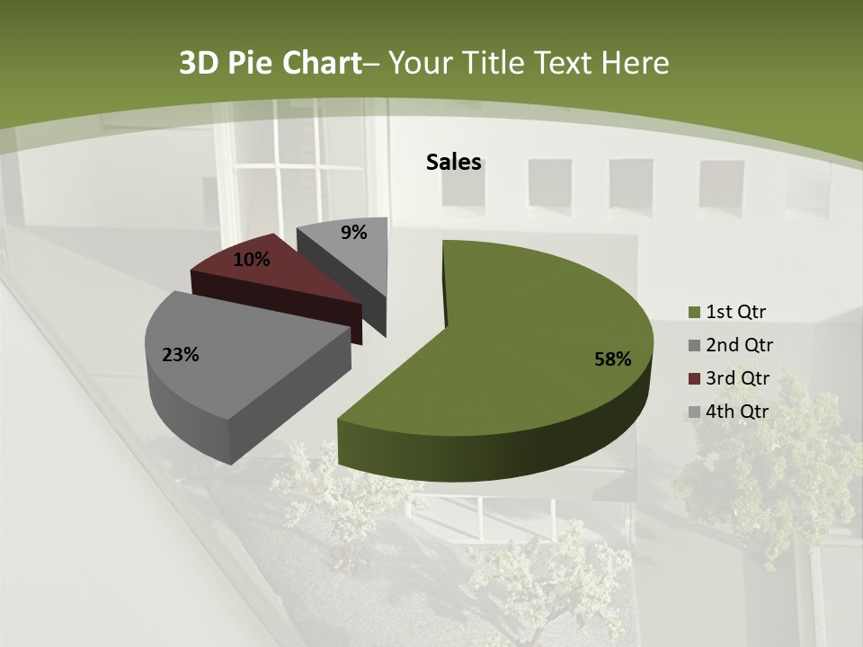 A White House With A Green Background Is Featured In This Presentation PowerPoint Template