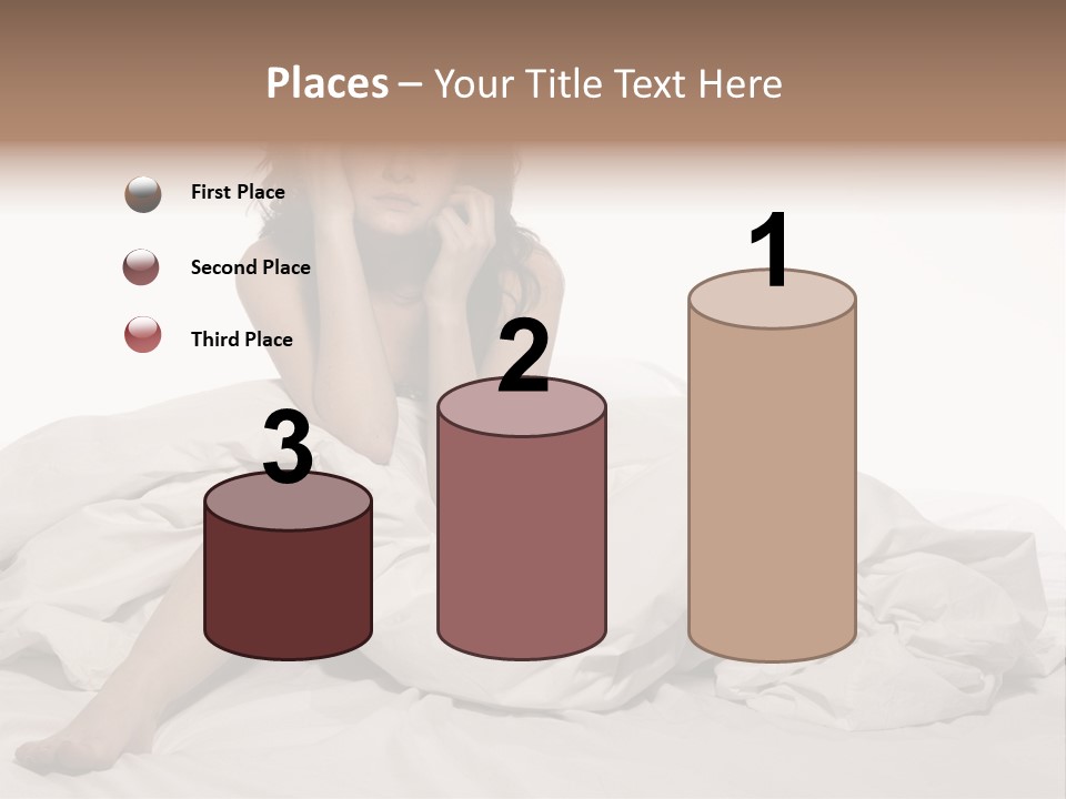 A Woman Sitting On A Bed Talking On A Cell Phone PowerPoint Template