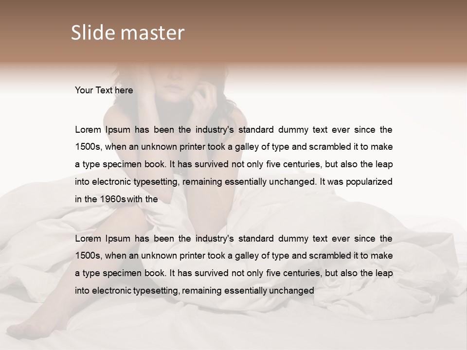 A Woman Sitting On A Bed Talking On A Cell Phone PowerPoint Template