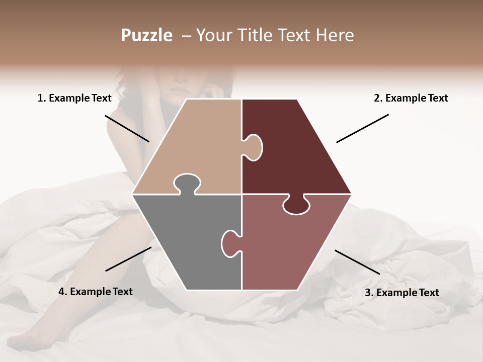 A Woman Sitting On A Bed Talking On A Cell Phone PowerPoint Template