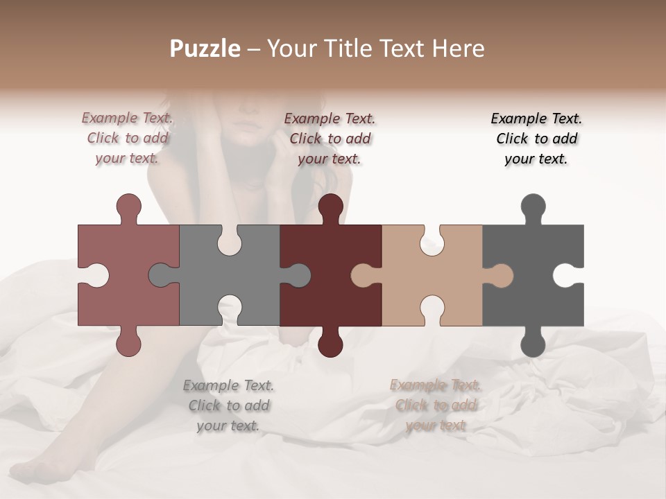 A Woman Sitting On A Bed Talking On A Cell Phone PowerPoint Template