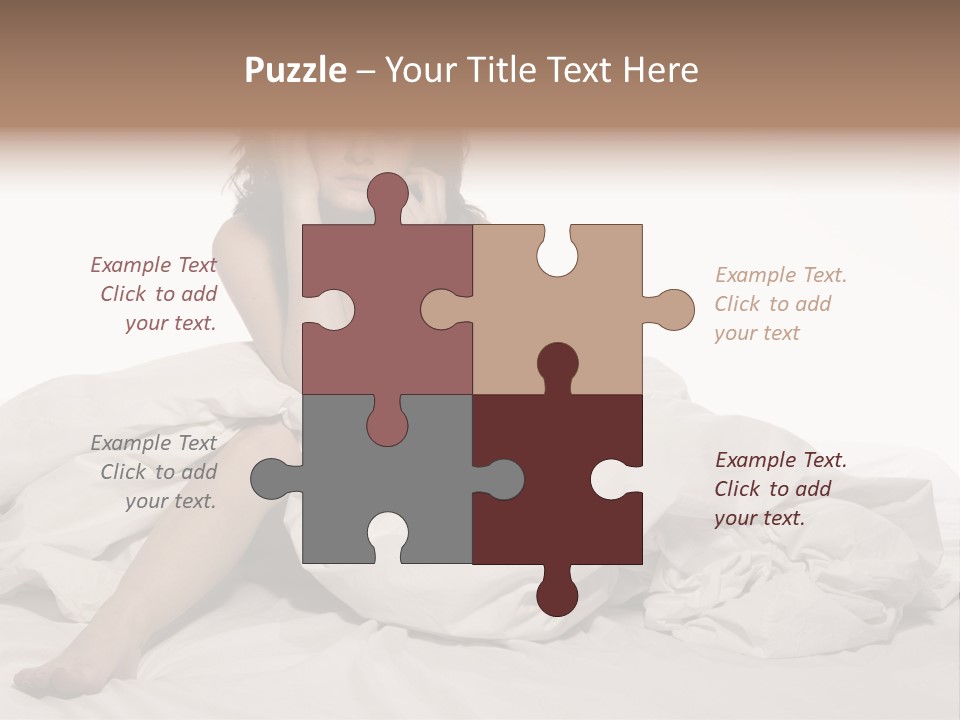 A Woman Sitting On A Bed Talking On A Cell Phone PowerPoint Template