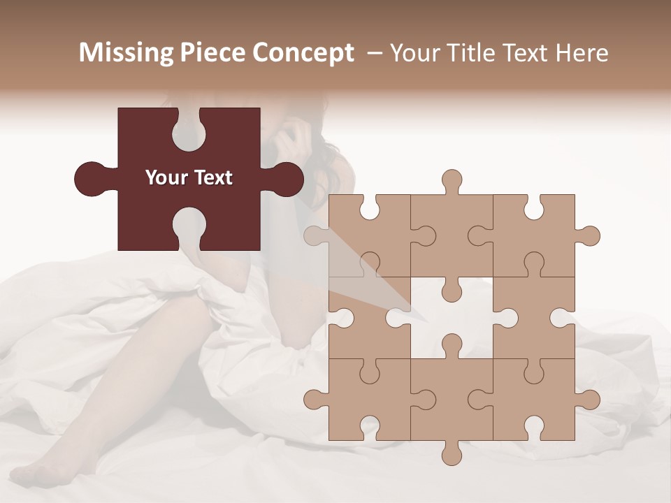 A Woman Sitting On A Bed Talking On A Cell Phone PowerPoint Template