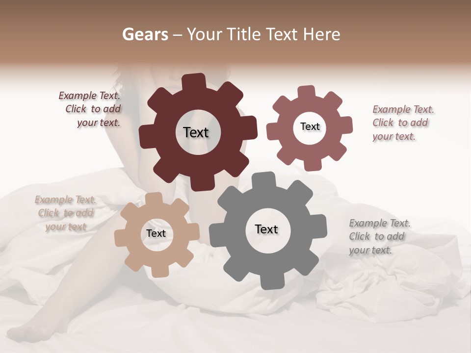 A Woman Sitting On A Bed Talking On A Cell Phone PowerPoint Template