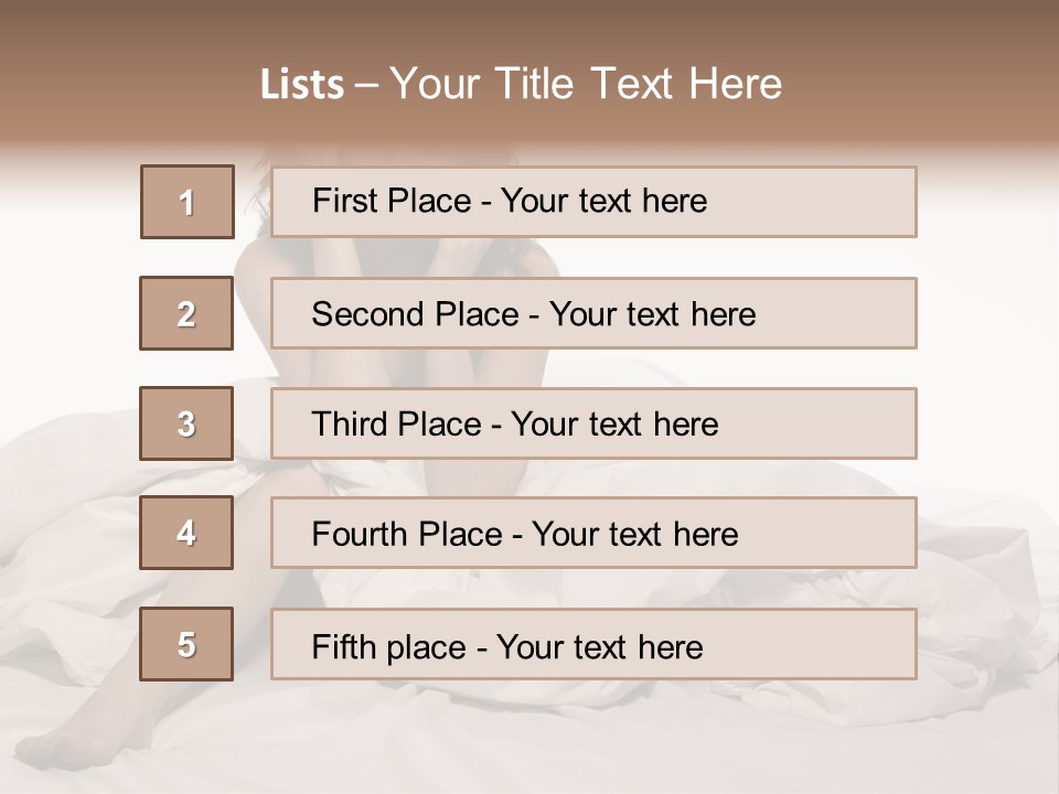 A Woman Sitting On A Bed Talking On A Cell Phone PowerPoint Template