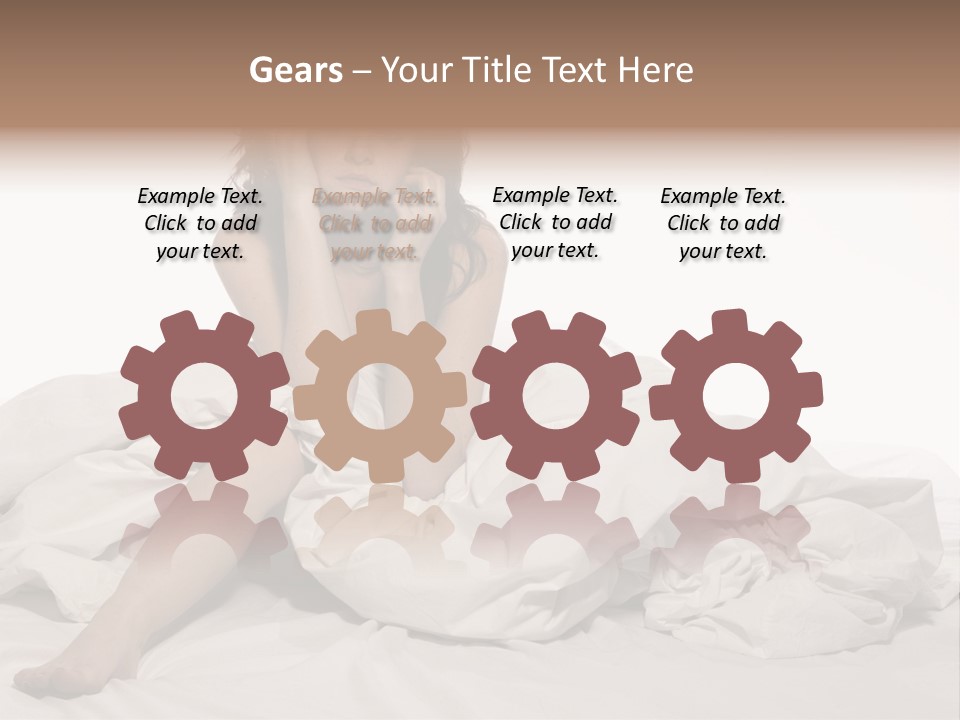 A Woman Sitting On A Bed Talking On A Cell Phone PowerPoint Template