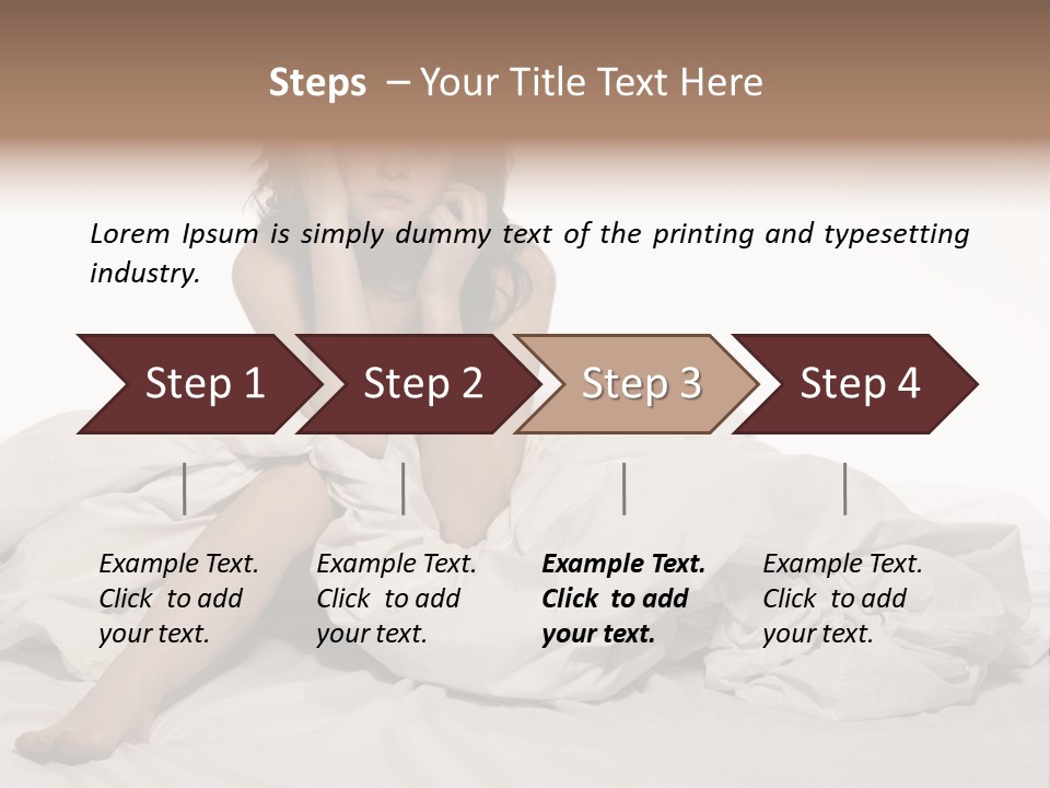A Woman Sitting On A Bed Talking On A Cell Phone PowerPoint Template