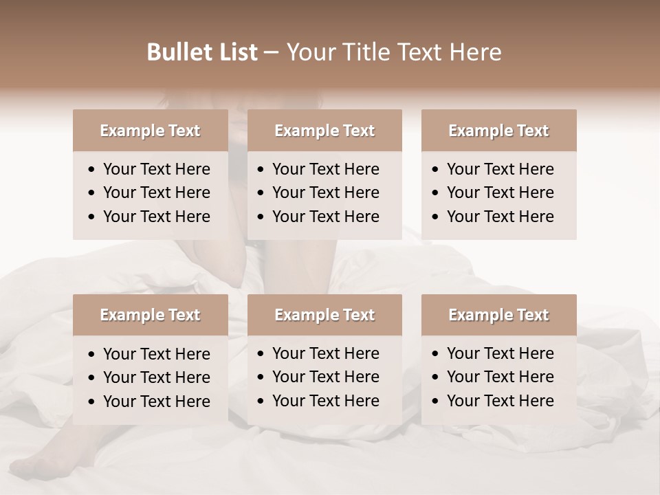 A Woman Sitting On A Bed Talking On A Cell Phone PowerPoint Template