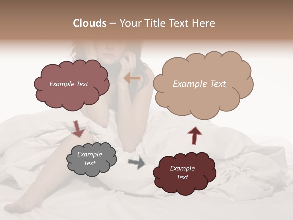 A Woman Sitting On A Bed Talking On A Cell Phone PowerPoint Template