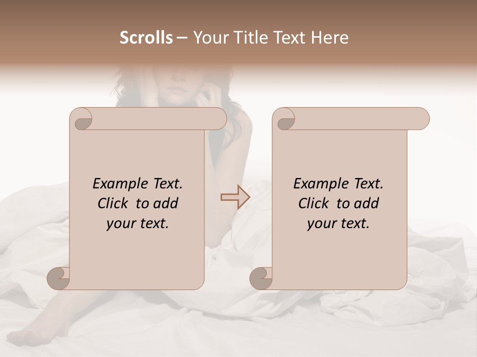 A Woman Sitting On A Bed Talking On A Cell Phone PowerPoint Template