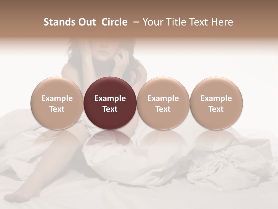 A Woman Sitting On A Bed Talking On A Cell Phone PowerPoint Template