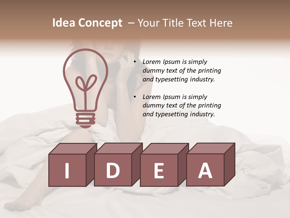 A Woman Sitting On A Bed Talking On A Cell Phone PowerPoint Template