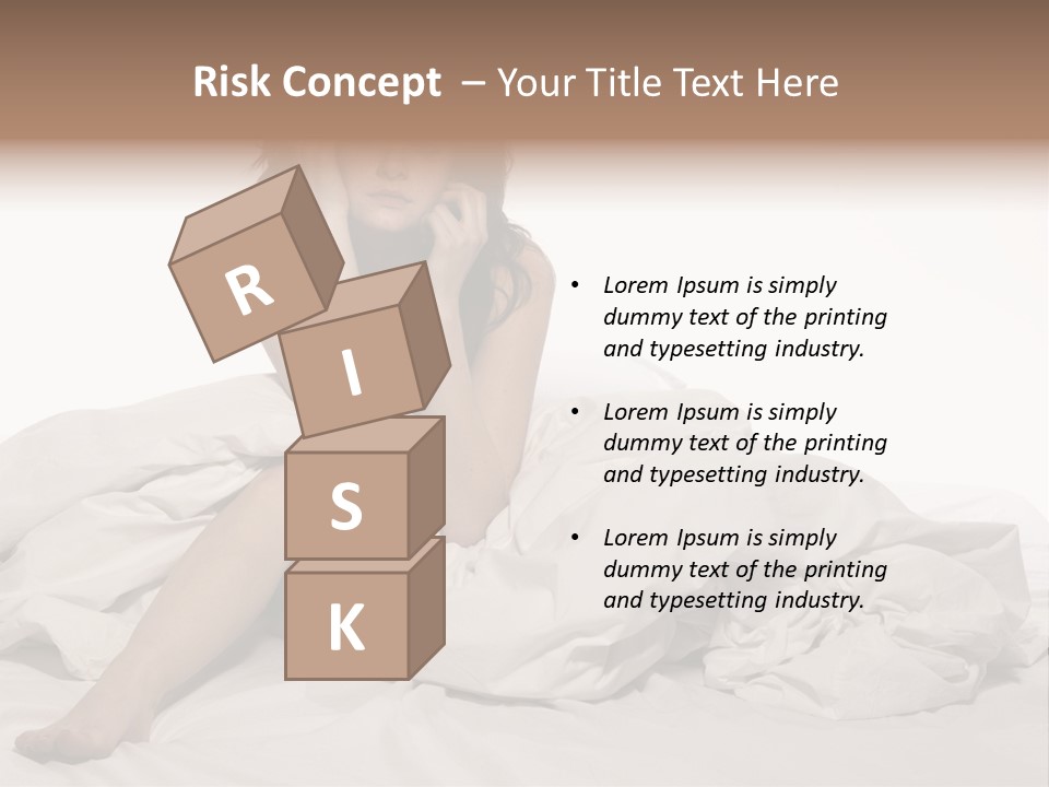 A Woman Sitting On A Bed Talking On A Cell Phone PowerPoint Template