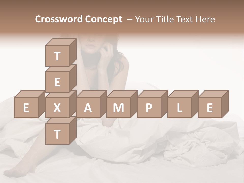 A Woman Sitting On A Bed Talking On A Cell Phone PowerPoint Template