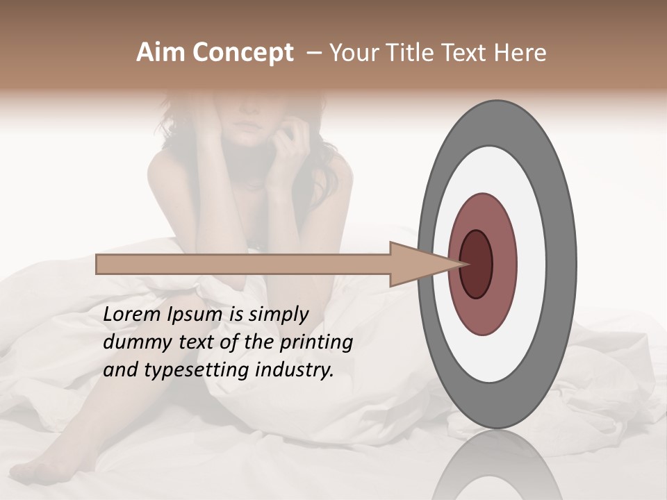 A Woman Sitting On A Bed Talking On A Cell Phone PowerPoint Template