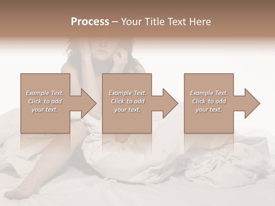 A Woman Sitting On A Bed Talking On A Cell Phone PowerPoint Template