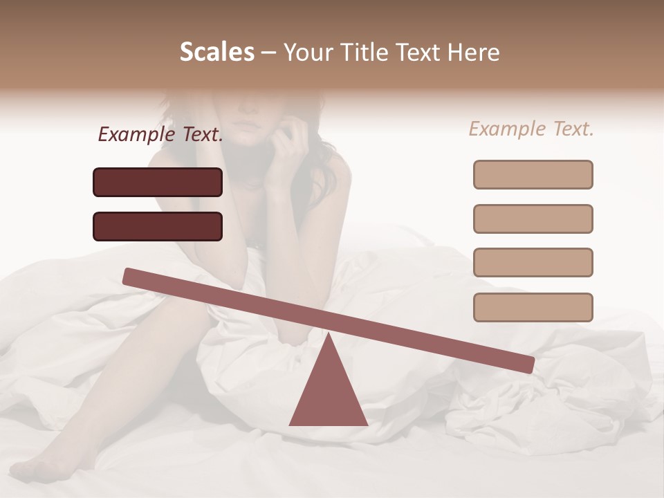 A Woman Sitting On A Bed Talking On A Cell Phone PowerPoint Template