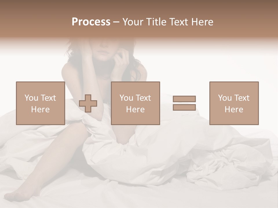 A Woman Sitting On A Bed Talking On A Cell Phone PowerPoint Template