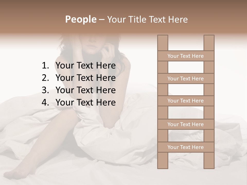 A Woman Sitting On A Bed Talking On A Cell Phone PowerPoint Template