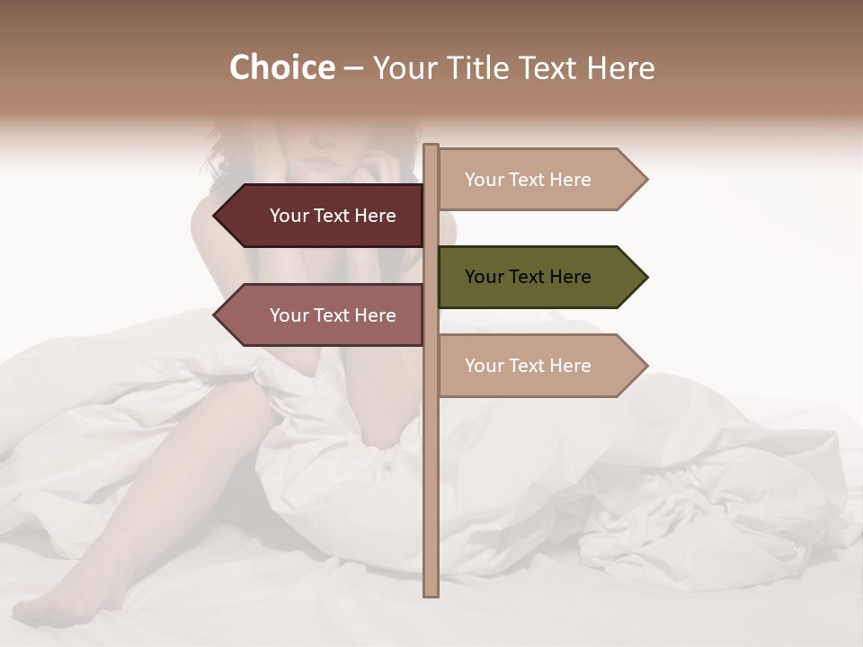 A Woman Sitting On A Bed Talking On A Cell Phone PowerPoint Template