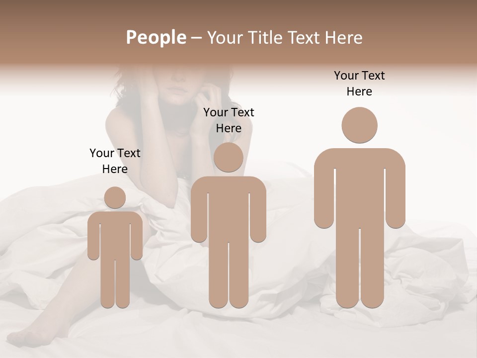 A Woman Sitting On A Bed Talking On A Cell Phone PowerPoint Template