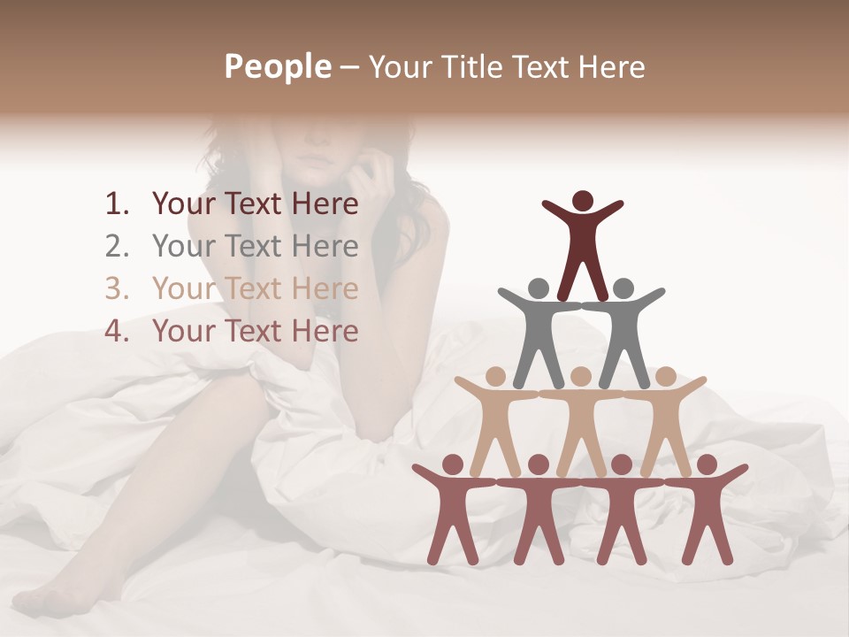 A Woman Sitting On A Bed Talking On A Cell Phone PowerPoint Template
