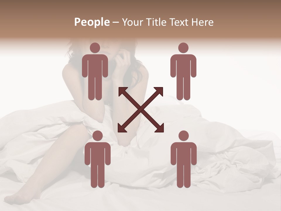 A Woman Sitting On A Bed Talking On A Cell Phone PowerPoint Template