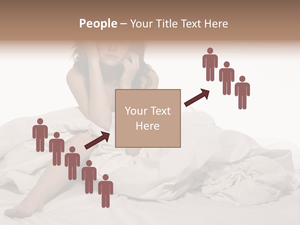 A Woman Sitting On A Bed Talking On A Cell Phone PowerPoint Template