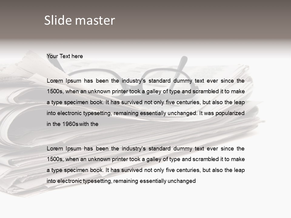 A Stack Of Newspapers With Glasses On Top Of It PowerPoint Template