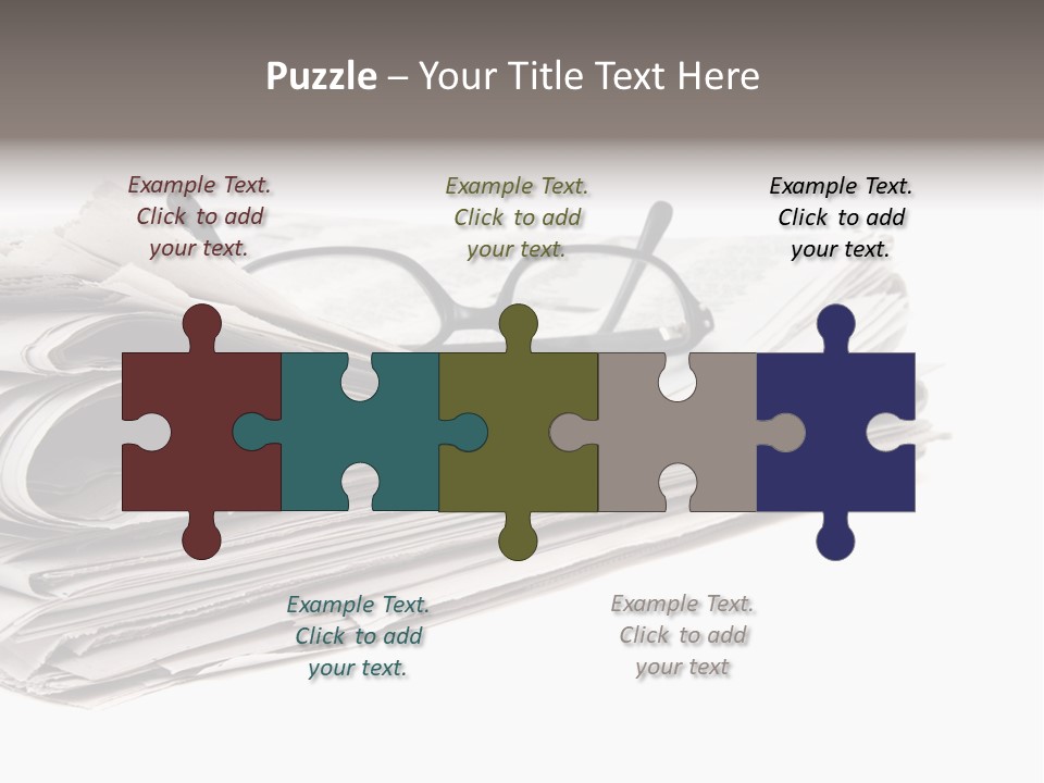 A Stack Of Newspapers With Glasses On Top Of It PowerPoint Template