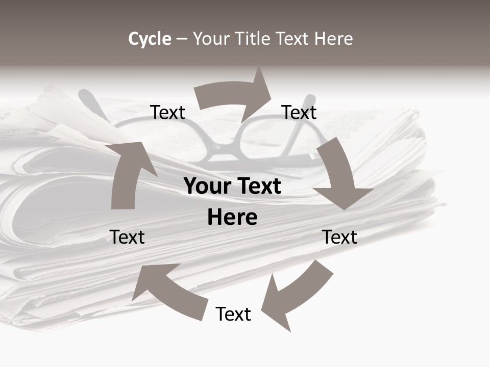 A Stack Of Newspapers With Glasses On Top Of It PowerPoint Template