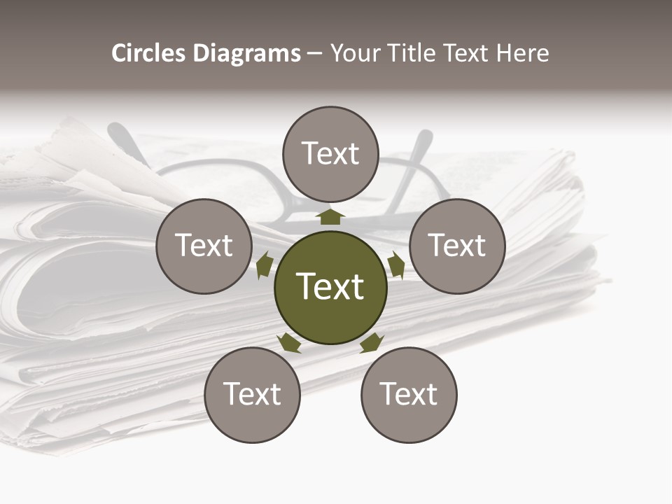 A Stack Of Newspapers With Glasses On Top Of It PowerPoint Template