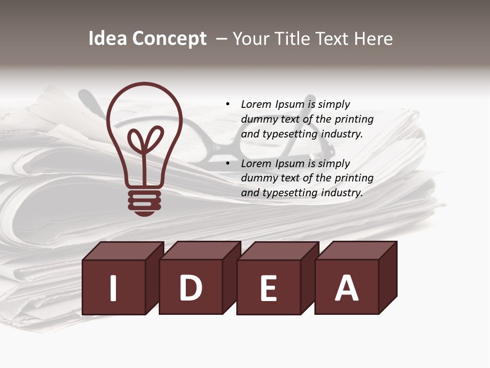 A Stack Of Newspapers With Glasses On Top Of It PowerPoint Template