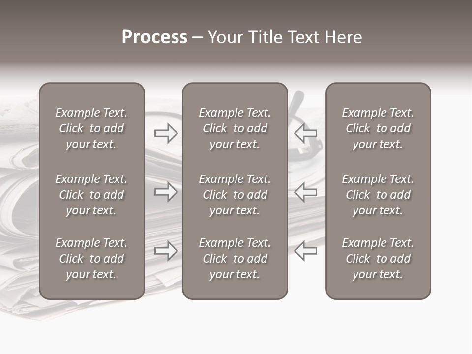 A Stack Of Newspapers With Glasses On Top Of It PowerPoint Template