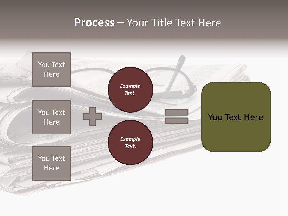 A Stack Of Newspapers With Glasses On Top Of It PowerPoint Template
