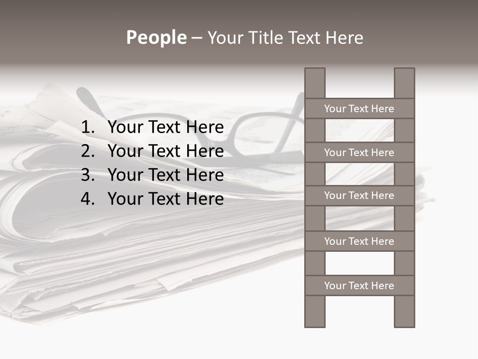 A Stack Of Newspapers With Glasses On Top Of It PowerPoint Template