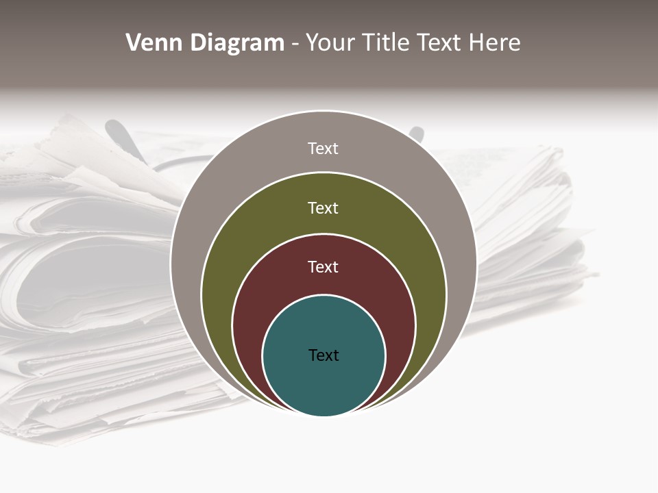 A Stack Of Newspapers With Glasses On Top Of It PowerPoint Template