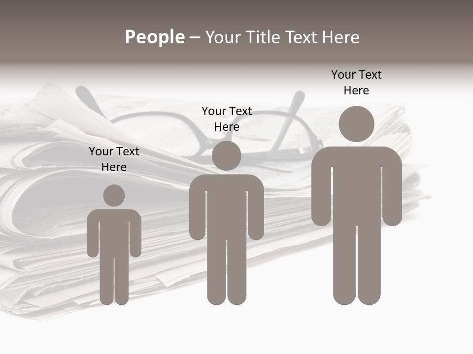 A Stack Of Newspapers With Glasses On Top Of It PowerPoint Template