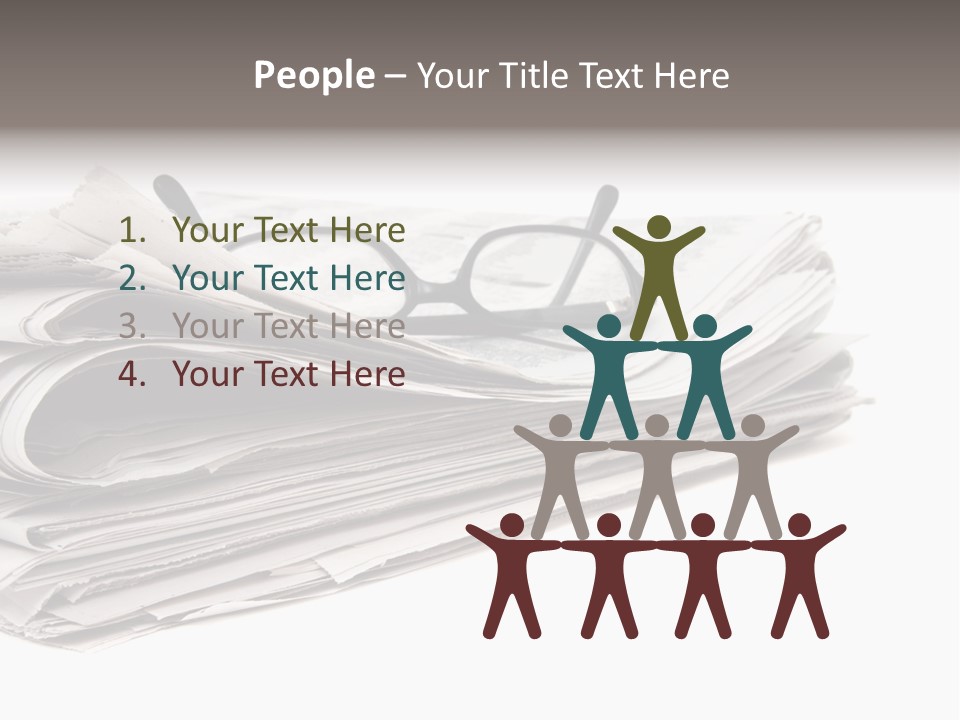A Stack Of Newspapers With Glasses On Top Of It PowerPoint Template