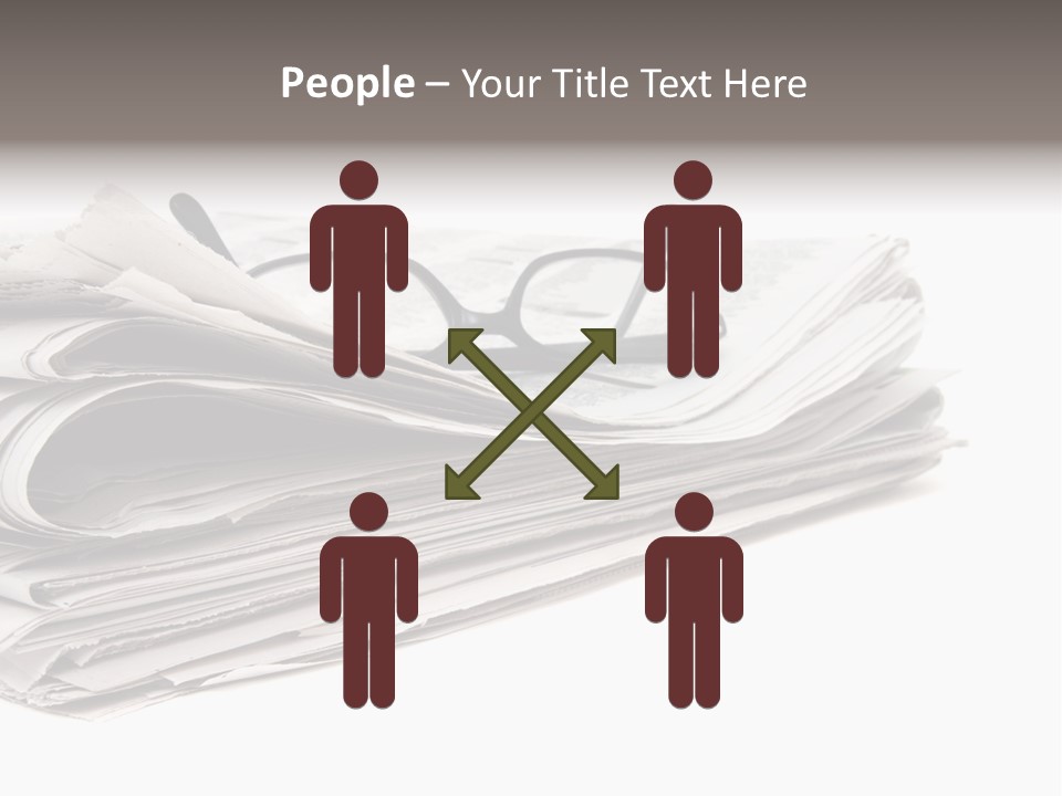 A Stack Of Newspapers With Glasses On Top Of It PowerPoint Template