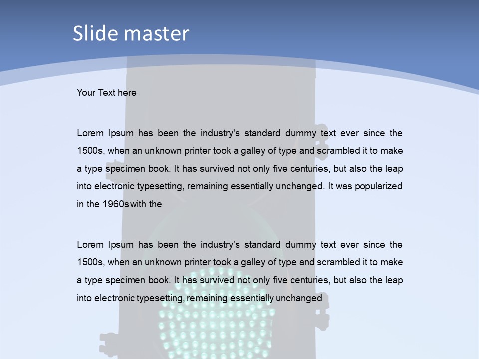 A Green Traffic Light With A Blue Background PowerPoint Template