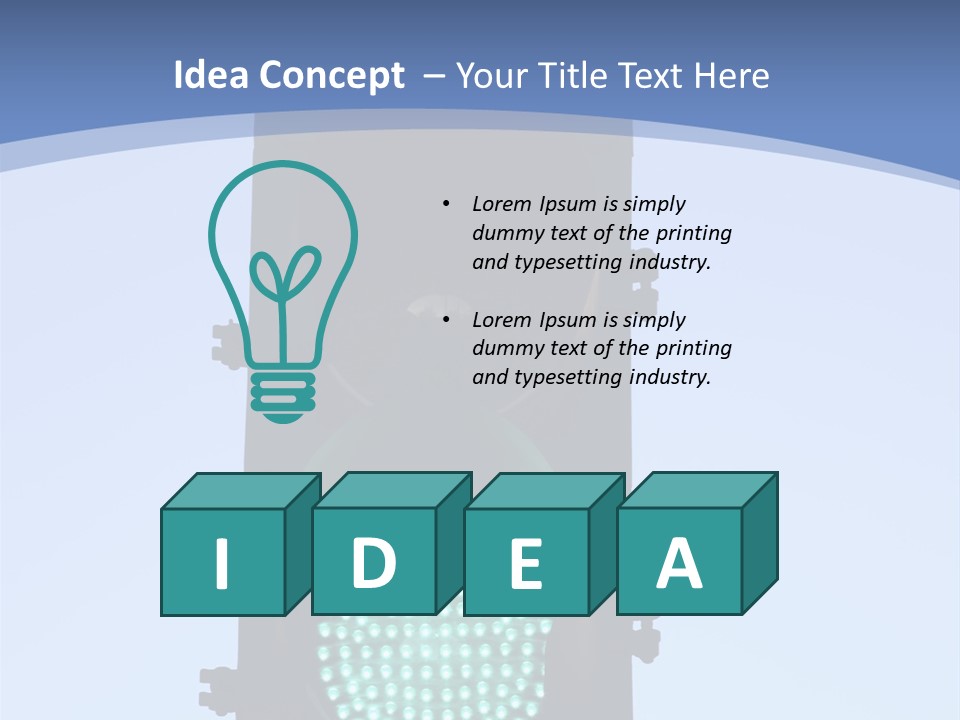 A Green Traffic Light With A Blue Background PowerPoint Template
