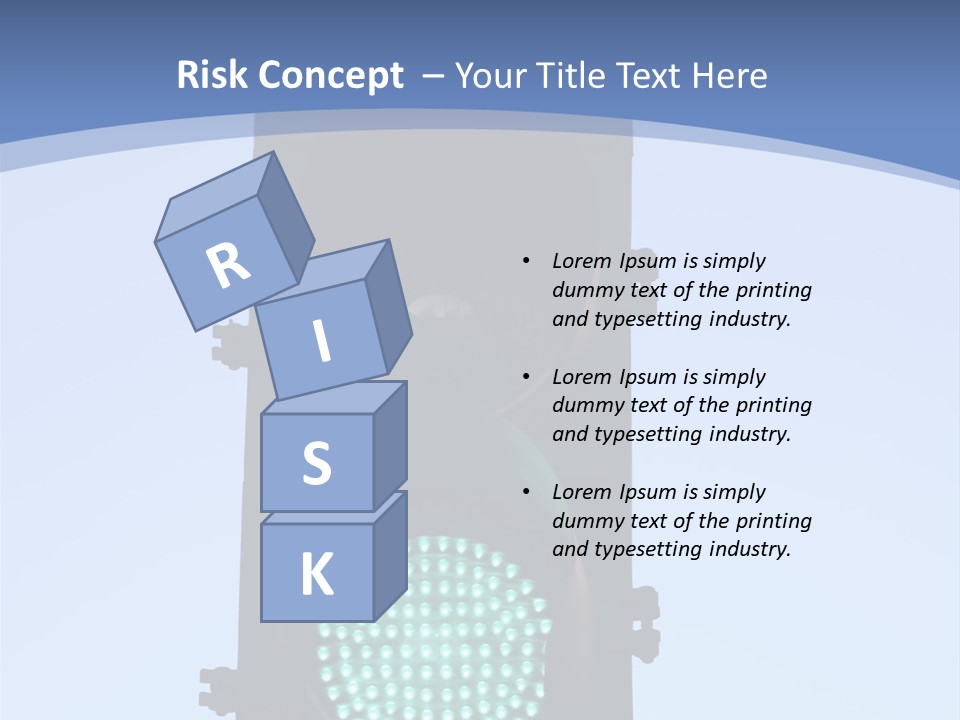 A Green Traffic Light With A Blue Background PowerPoint Template
