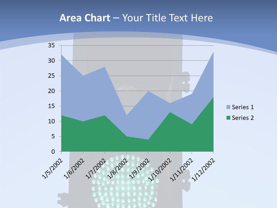 A Green Traffic Light With A Blue Background PowerPoint Template