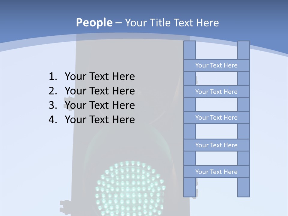 A Green Traffic Light With A Blue Background PowerPoint Template