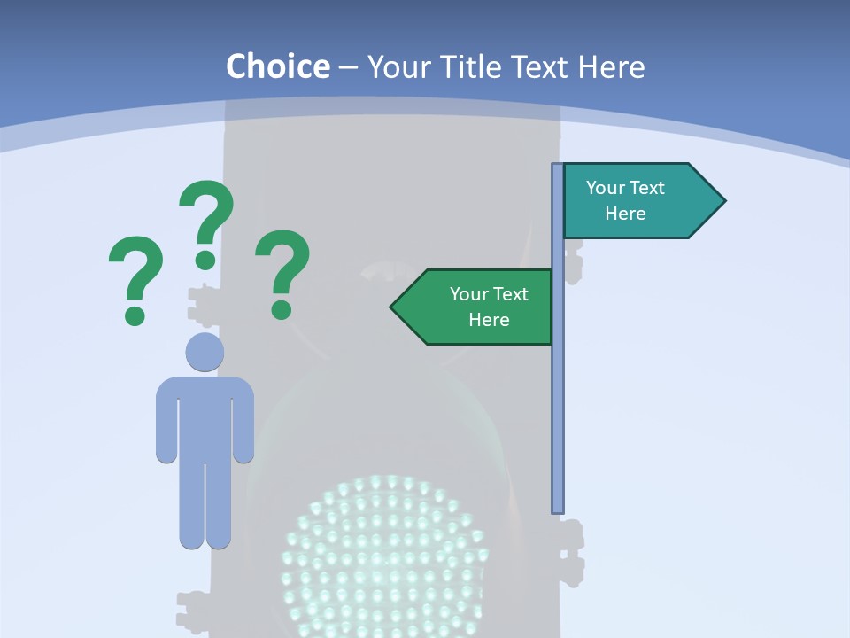 A Green Traffic Light With A Blue Background PowerPoint Template