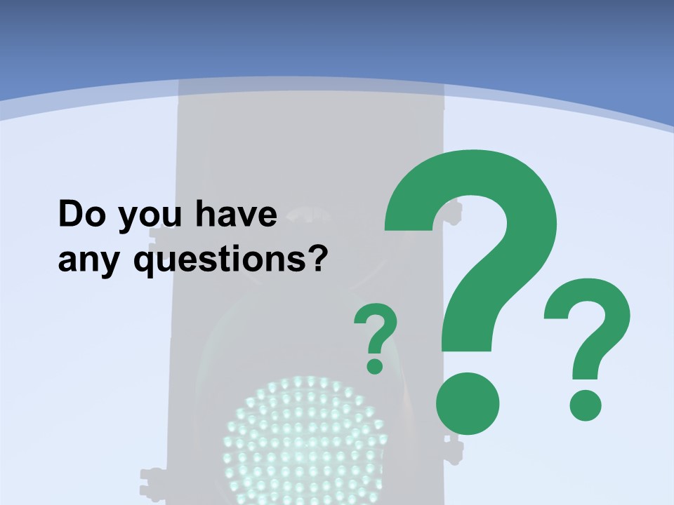 A Green Traffic Light With A Blue Background PowerPoint Template