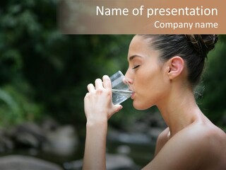 A Woman Drinking Water From A Glass PowerPoint Template