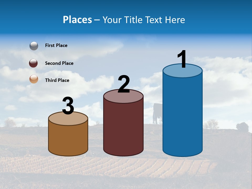 A Cow Standing On Top Of A Hill Under A Cloudy Blue Sky PowerPoint Template