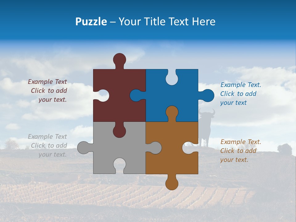 A Cow Standing On Top Of A Hill Under A Cloudy Blue Sky PowerPoint Template